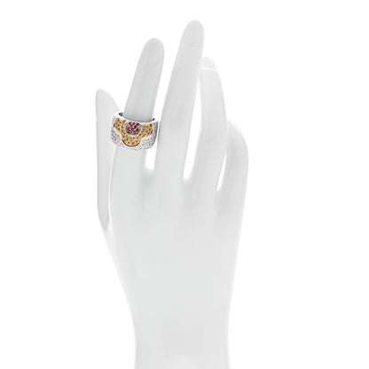 Parker & West by FASHIONPHILE 18K White Gold Diamond .85ctw Pink Yellow Sapphire Floral Ring 53 6.25 2 of 8