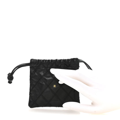 Chanel Calfskin Quilted Drawstring Pouch Black 2 of 8