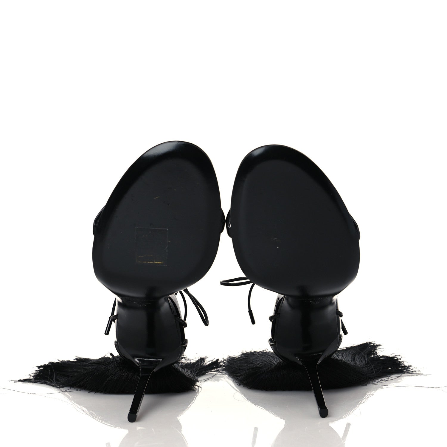 Saint Laurent Tassel Embellished Calfskin Ankle-Wrap Sandals 35 Black 6 of 9