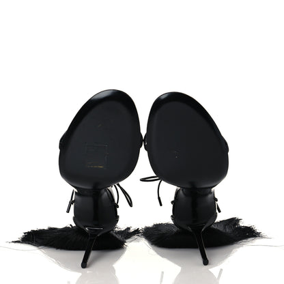 Saint Laurent Tassel Embellished Calfskin Ankle-Wrap Sandals 35 Black 6 of 9