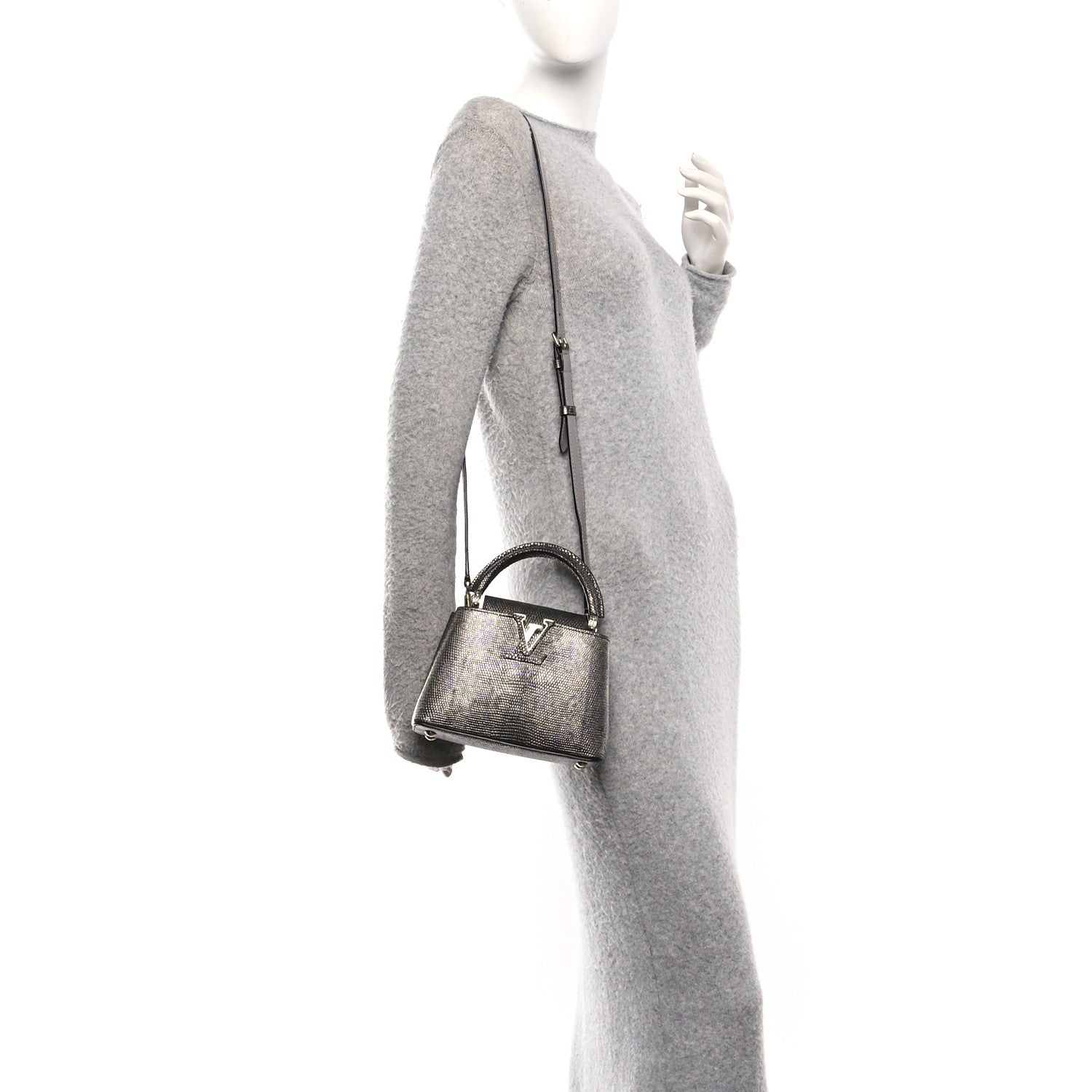 Louis Vuitton Lizard Capucines Mini Bleu Petrole 2 of 10