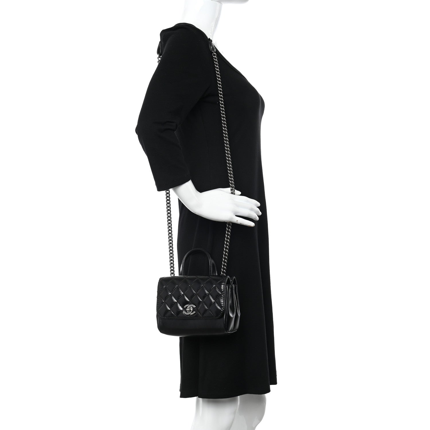 Chanel Aged Calfskin Quilted Double Sided Flap Black 2 of 11