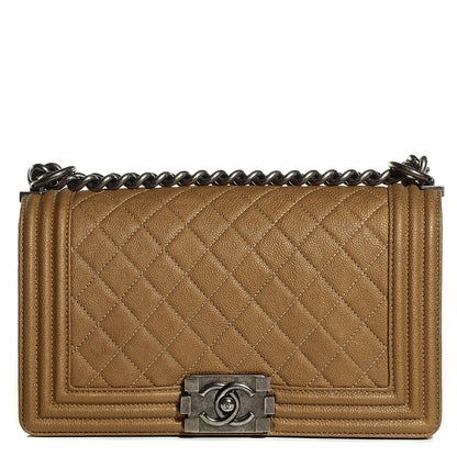 Chanel Metallic Calfskin Quilted Medium Boy Flap Dark Gold 1 of 9