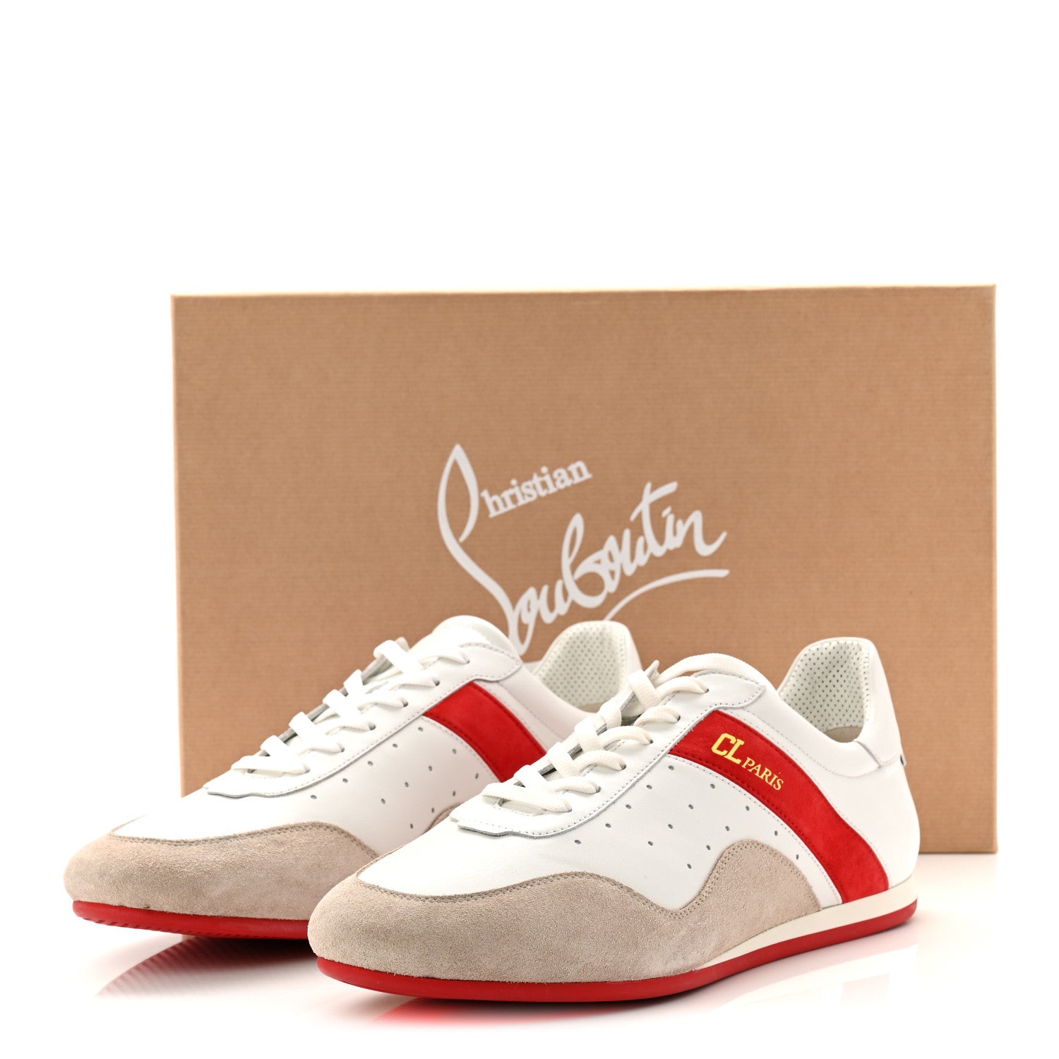 Christian Louboutin Calfskin Suede Mens My K Low Donna Flat Sneakers 43.5 Version White 10 of 10