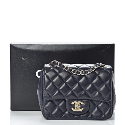 Chanel Lambskin Quilted Mini Square Flap Navy Blue 12 of 12