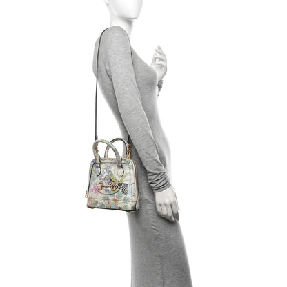 Gucci New Shangai Calfskin Tiger Savanah Web Mini Horsebit 1955 Top Handle Bag Chalky White Multicolor 2 of 10