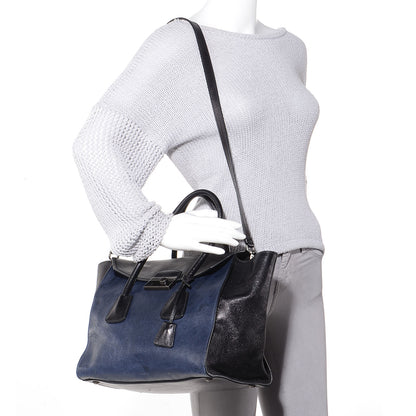 Prada Glace Calf Large Twin Pocket Tote Bag Baltico Black 2 of 9
