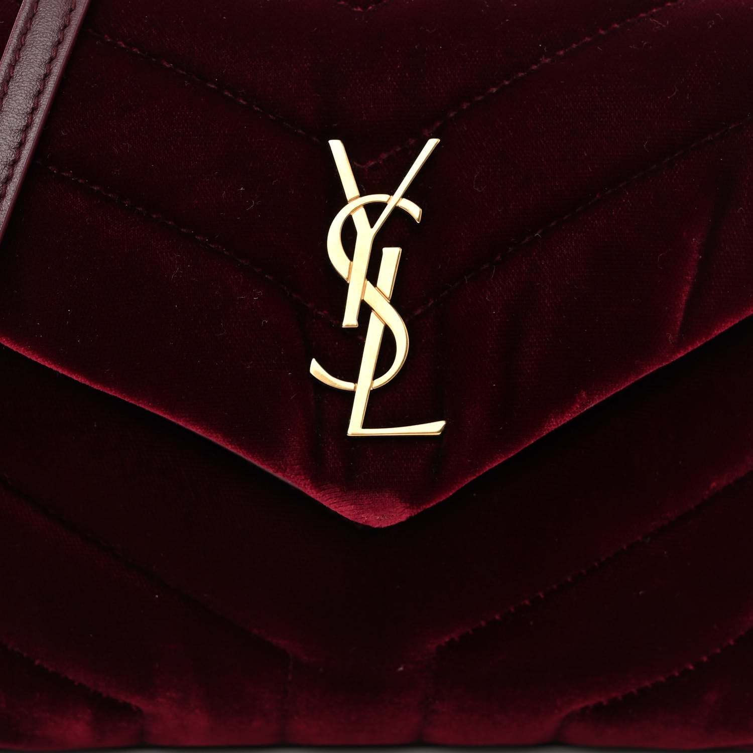 Saint Laurent Velvet Y Quilted Monogram Toy Loulou Crossbody Bag French Burgundy 7 of 9