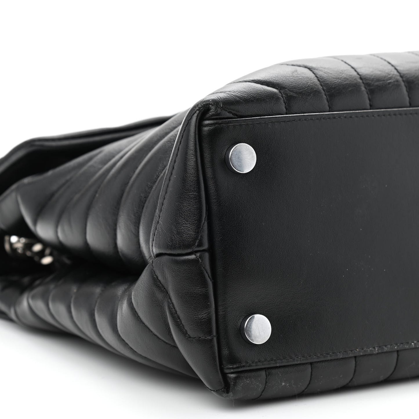 Calfskin Y Quilted Monogram Large Loulou Chain Satchel Black