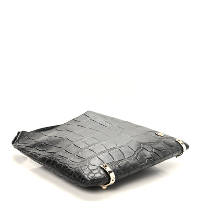 Givenchy Calfskin Crocodile Embossed Small HDG Hobo Bag Black 4 of 7
