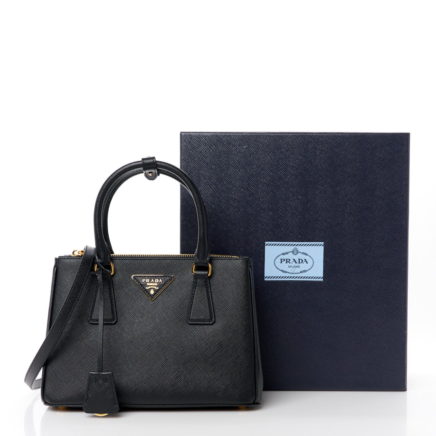 Saffiano Small Galleria Double Zip Tote Black