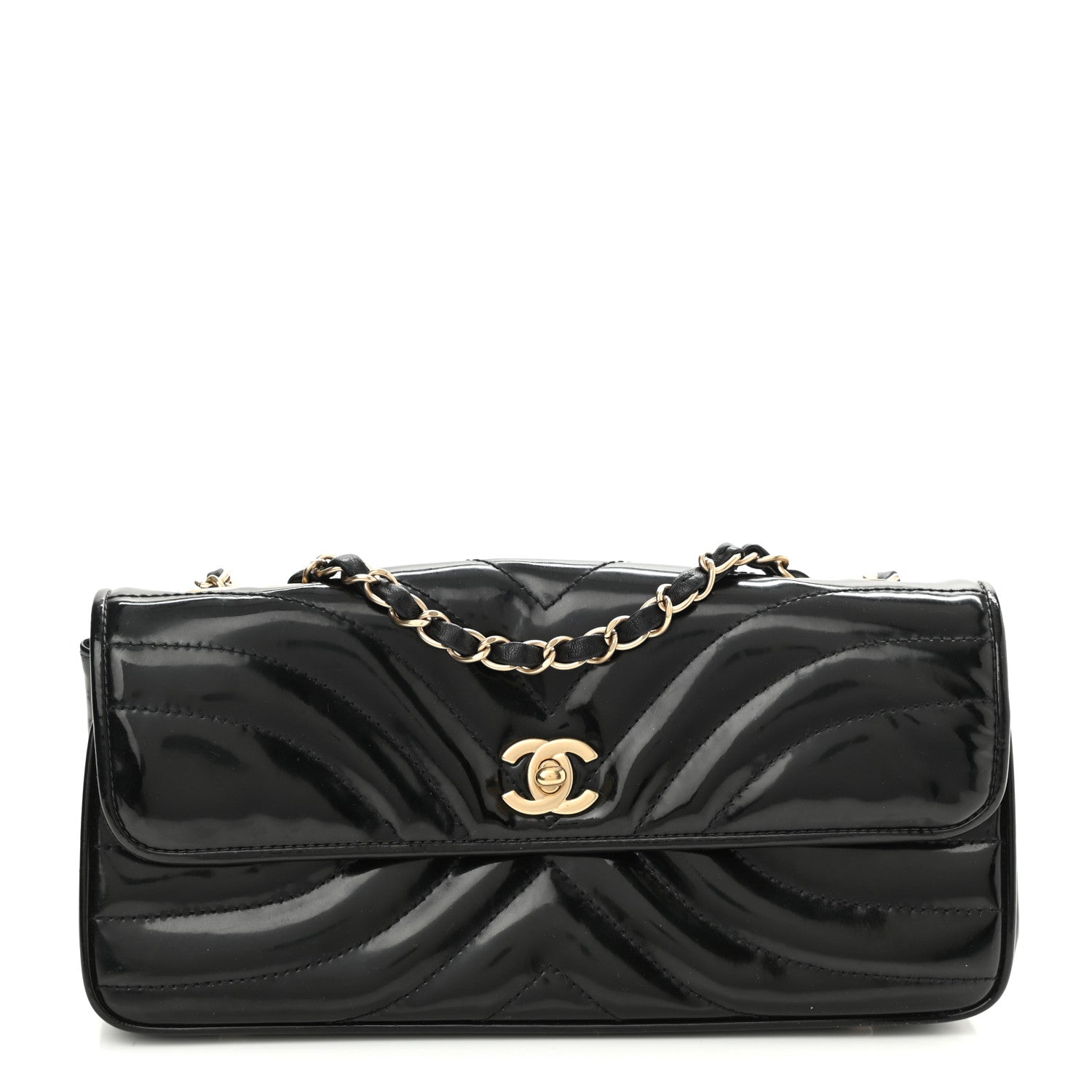 Chanel Glazed Calfskin Scallop Quilted Single Flap Black 1 of 10
