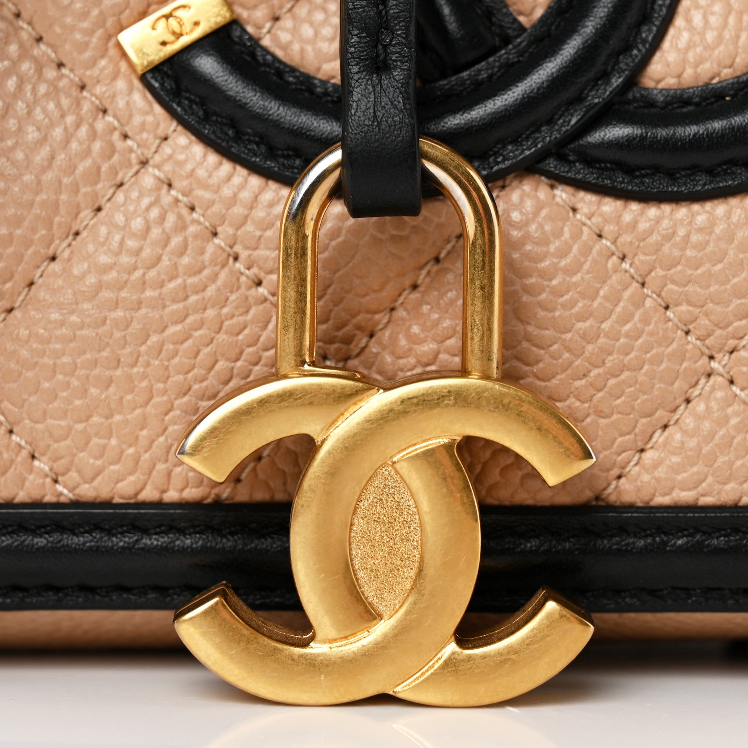 Chanel Caviar Quilted Small CC Filigree Vanity Case Beige Black 11 of 11