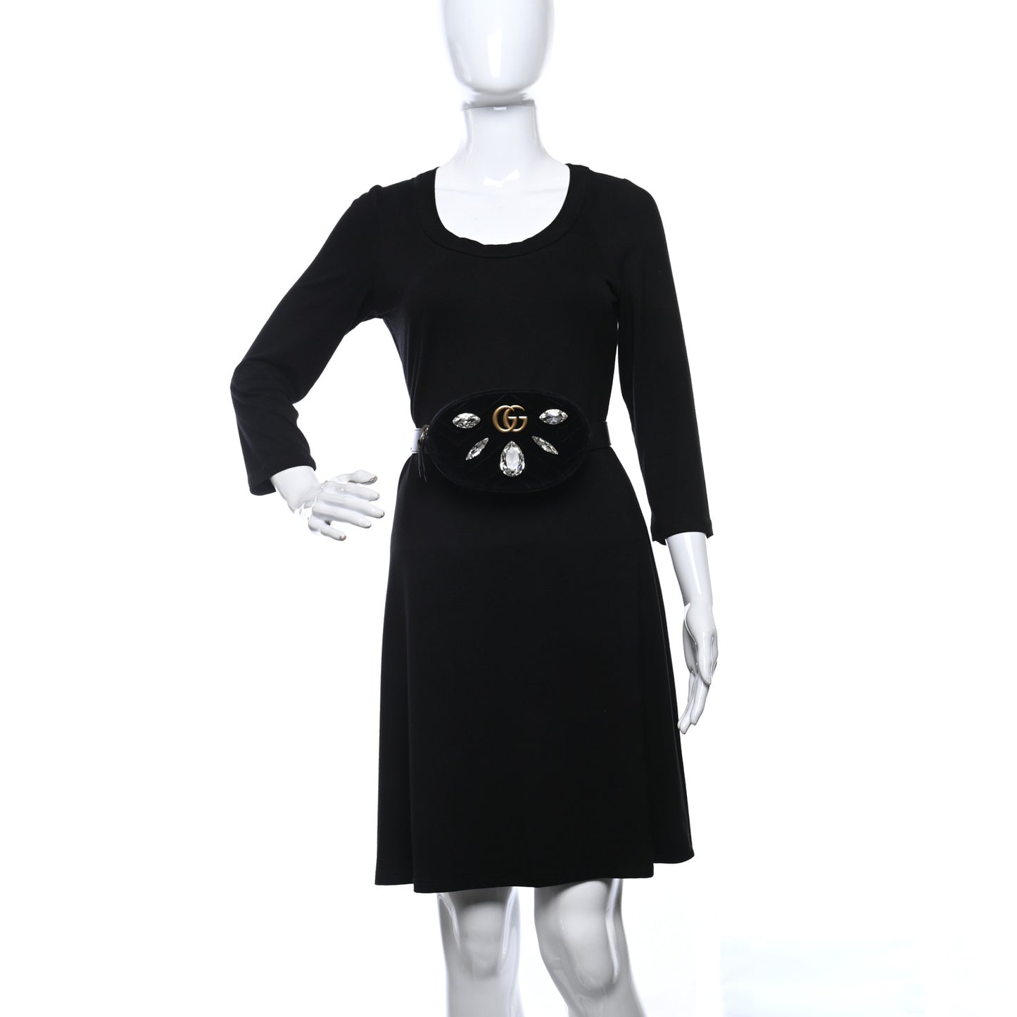 Velvet Matelasse Marquise Crystals GG Marmont Belt Bag 85 34 Black