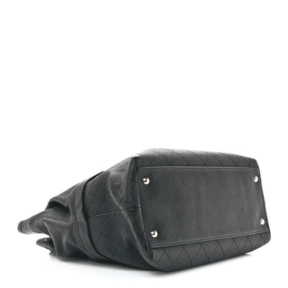 Chanel Crumpled Grained Calfskin Zip and Carry Shopping Tote Black 4 of 11