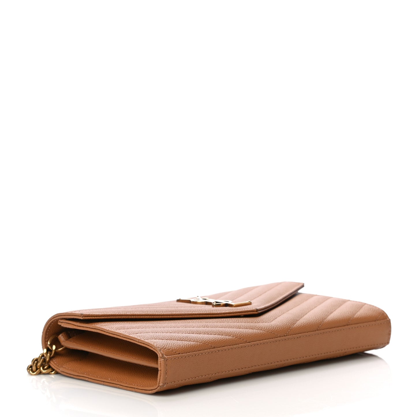 Grain De Poudre Matelasse Chevron Monogram Chain Wallet Dune