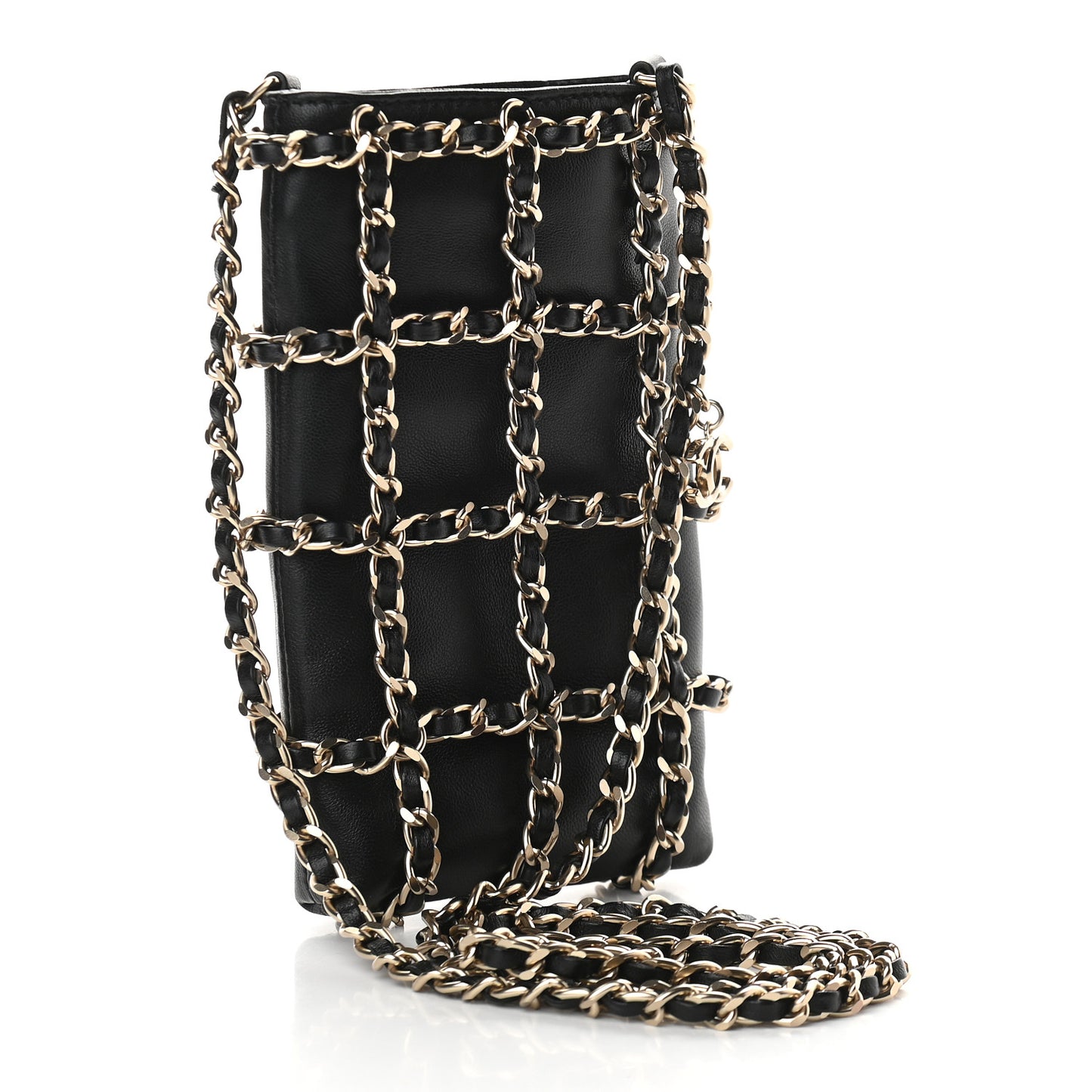 Lambskin Clutch With Chain Black