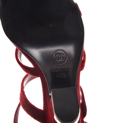 Chanel Velvet Wedge Sandal 40.5 Burgundy 6 of 8