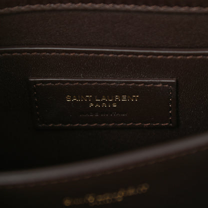 Saint Laurent Calfskin Pony Hair Leopard Print Mini Monogram Cassandra Top Handle Brown 7 of 11