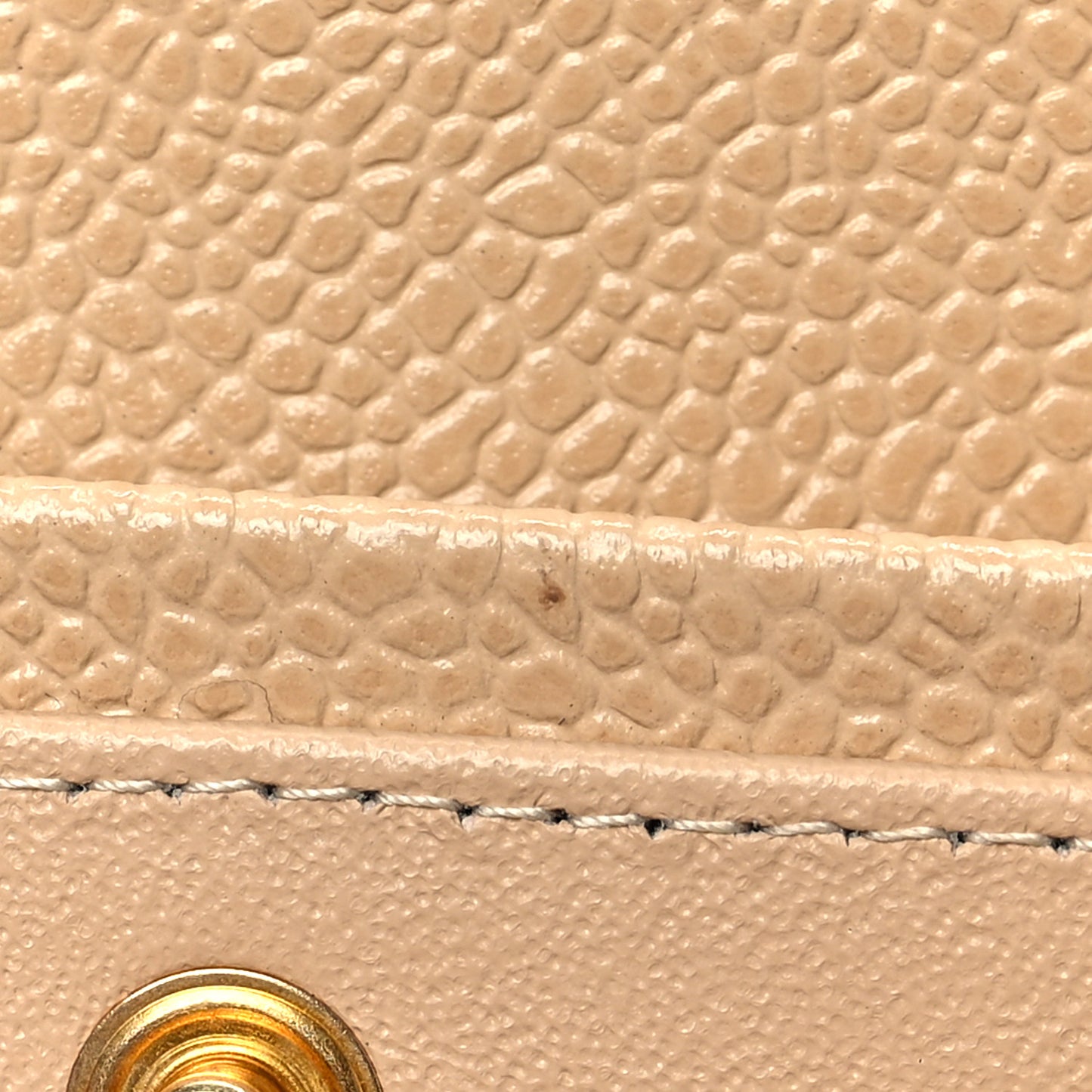 Caviar Quilted Medium Double Flap Beige