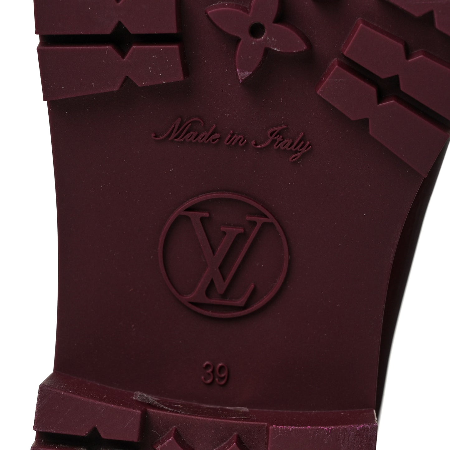 Rubber Embossed Monogram Drops Flat Half Boots 39 Burgundy