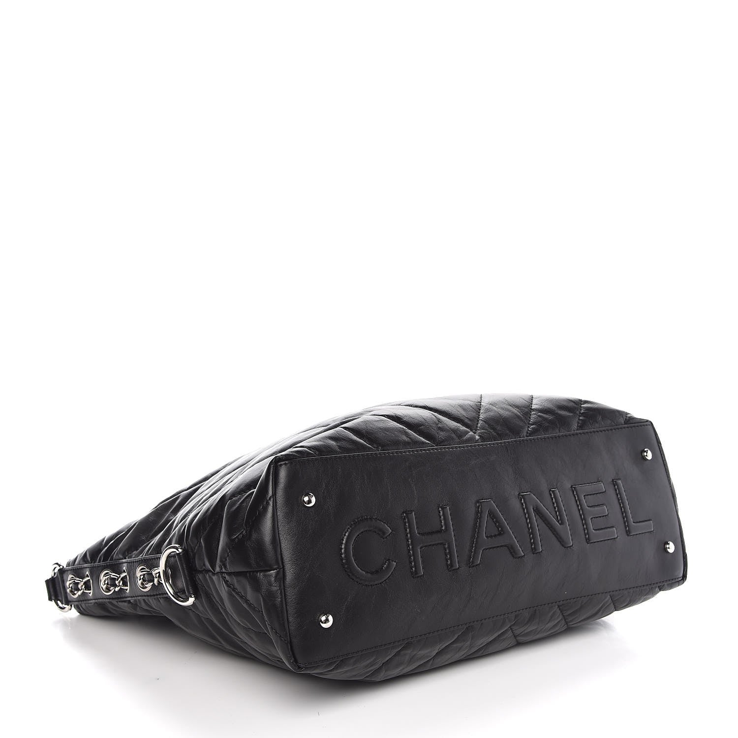 Chanel Aged Calfskin Chevron Small Big Bang Hobo Black 4 of 7