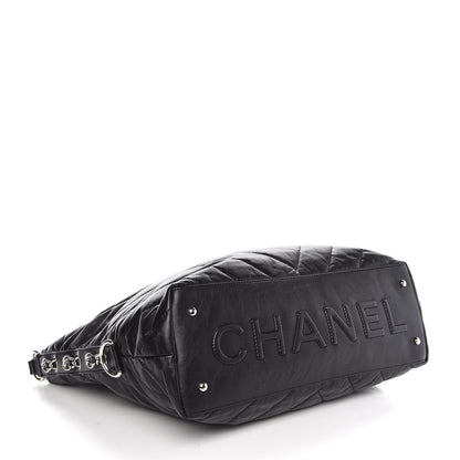 Chanel Aged Calfskin Chevron Small Big Bang Hobo Black 4 of 7