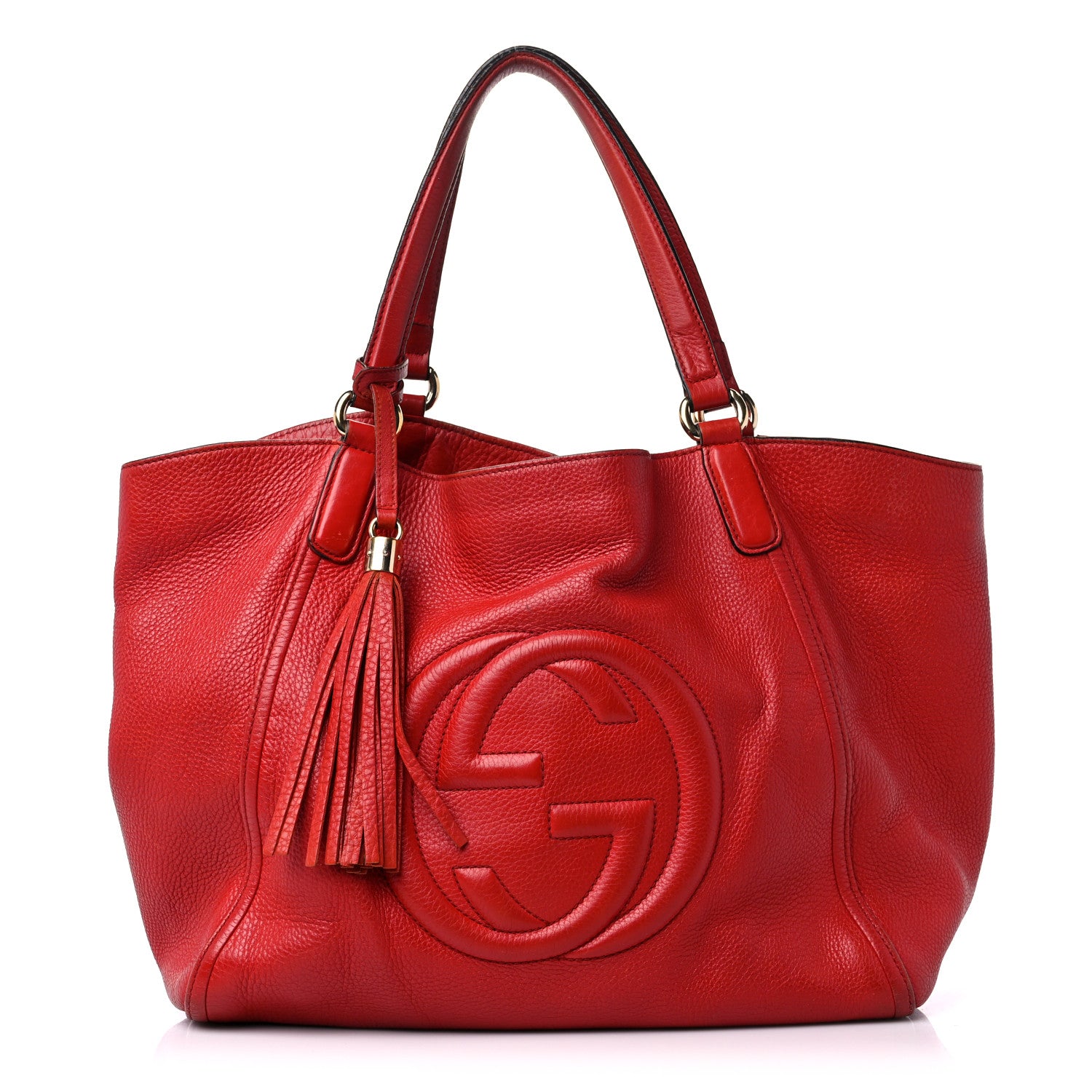 Gucci Pebbled Calfskin Medium Soho Shoulder Bag Red 1 of 24