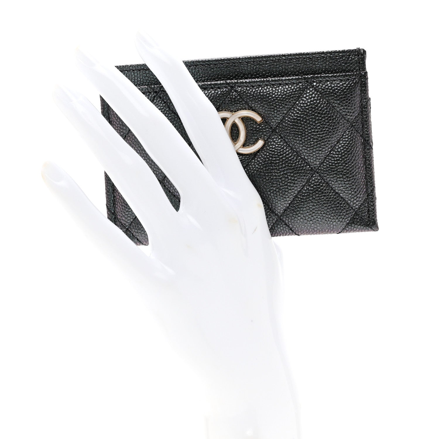 Chanel Iridescent Caviar Quilted Card Holder Black 2 of 9