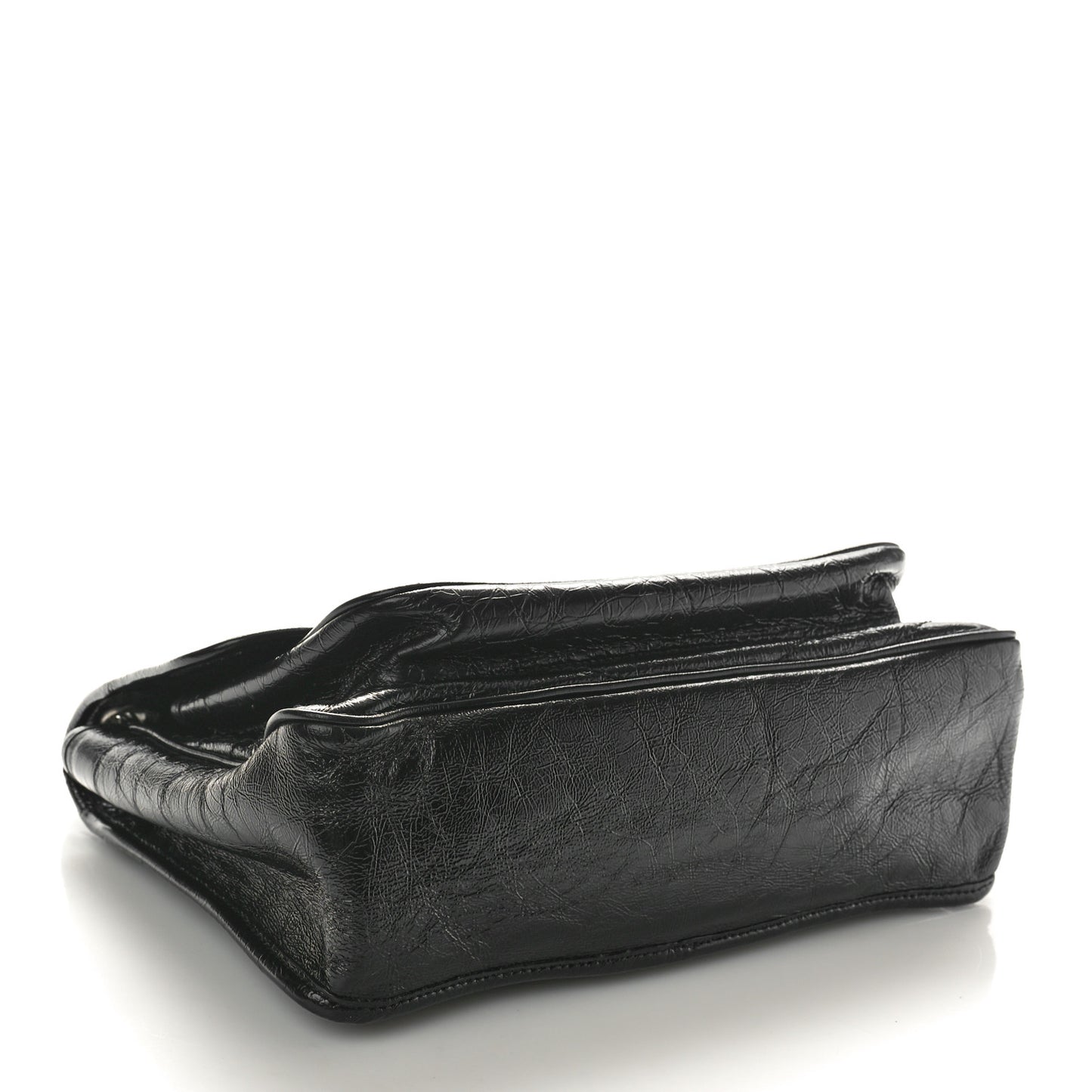 Crinkled Calfskin Matelasse Monogram Medium Niki Chain Satchel Black