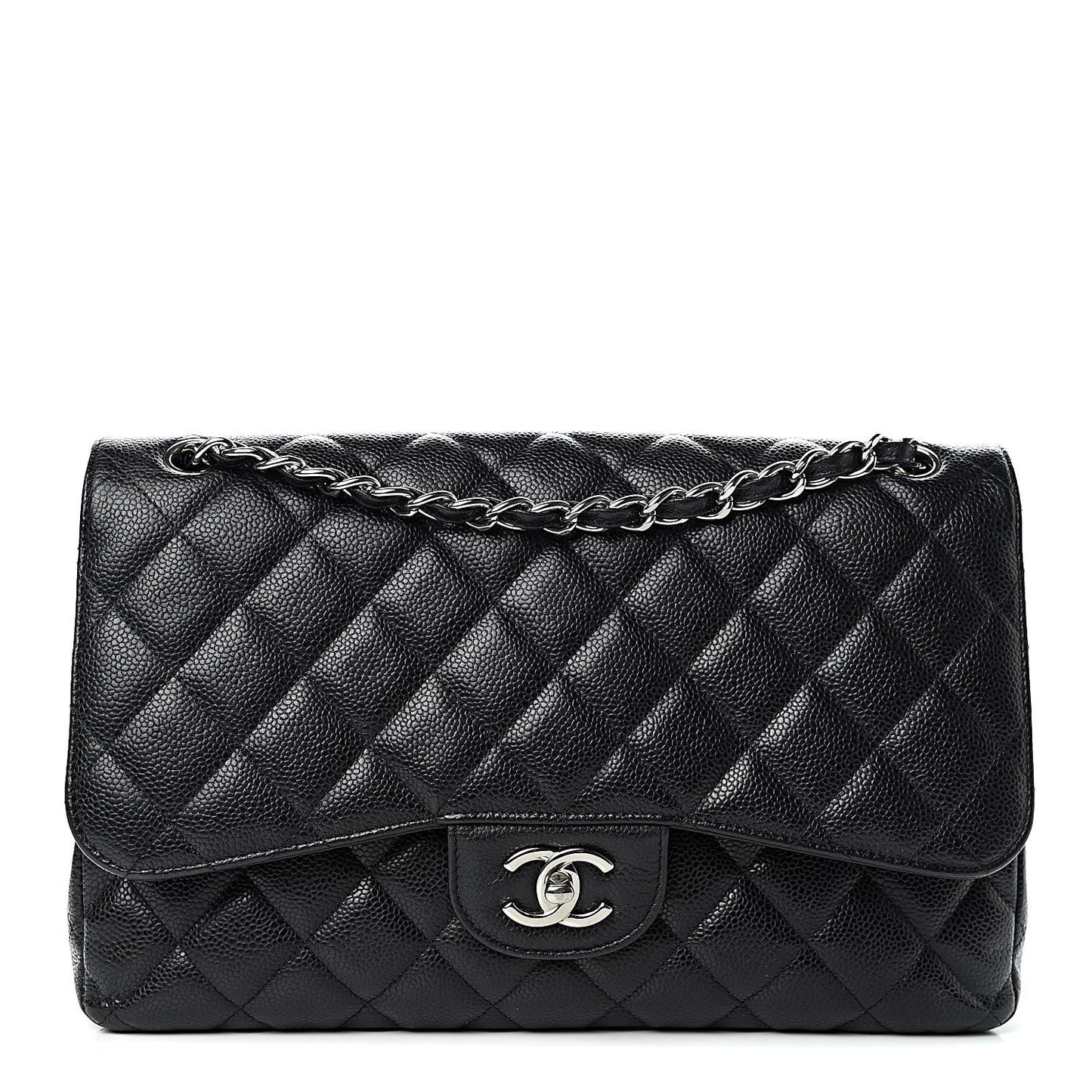 Caviar Quilted Jumbo Double Flap Black
