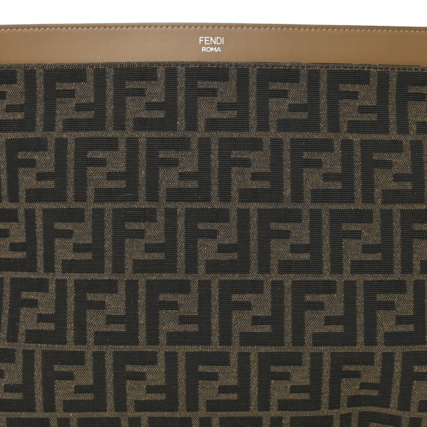 Fendi Vitello King Jacquard FF 1974 Large Flat Pouch Tobacco Moro Sand 8 of 8
