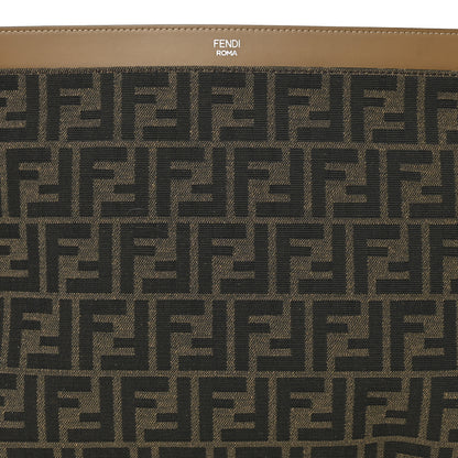Fendi Vitello King Jacquard FF 1974 Large Flat Pouch Tobacco Moro Sand 8 of 8