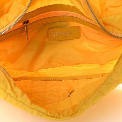 Chanel Nylon Vertical Quilted Jumbo Flap Yellow 6 of 12