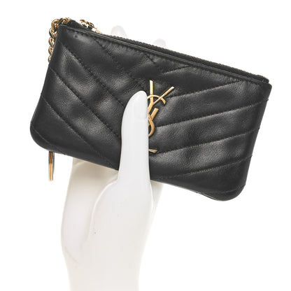 Saint Laurent Calfskin Matelasse Monogram Key Pouch Black 2 of 8