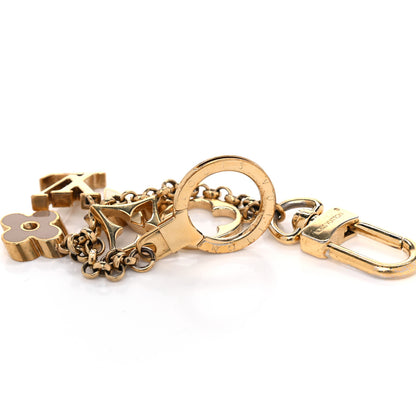Louis Vuitton Brass Enamel Fleur De Monogram Bag Charm Chain Gold 4 of 4