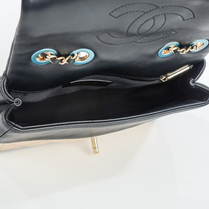 Chanel Lambskin Quilted Small Graphic Flap Beige Black 5 of 9