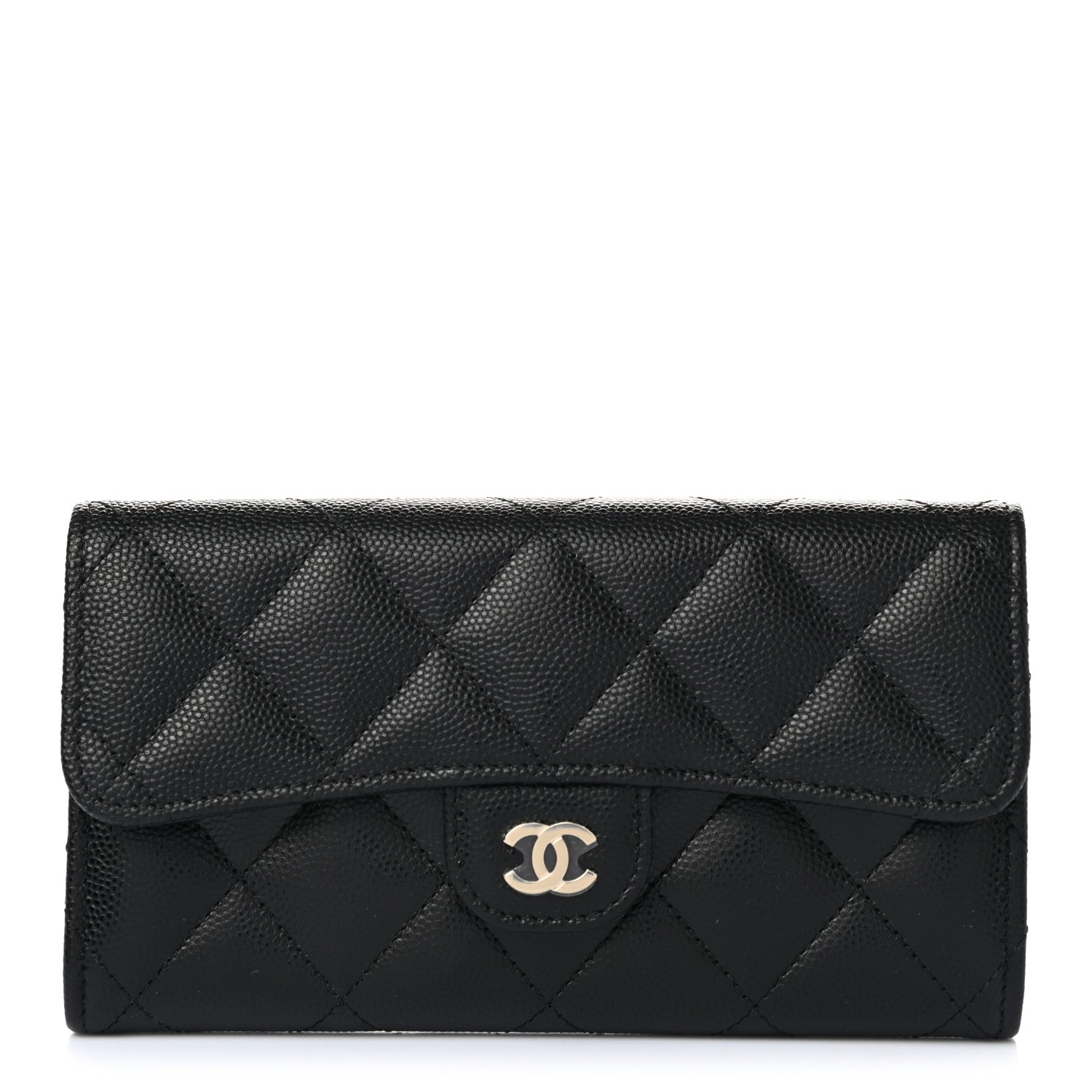 Chanel Caviar Quilted Medium Gusset Flap Wallet Black 1 of 8