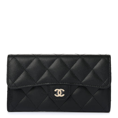 Chanel Caviar Quilted Medium Gusset Flap Wallet Black 1 of 8