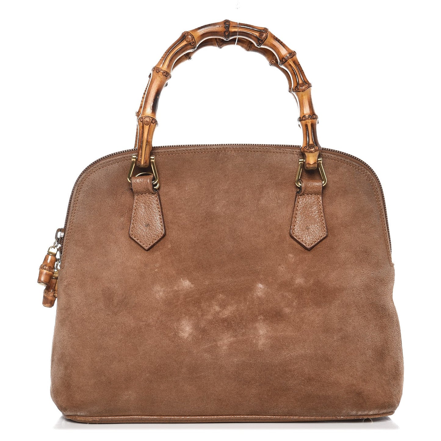 Suede Bamboo Top Handle Tote Tan