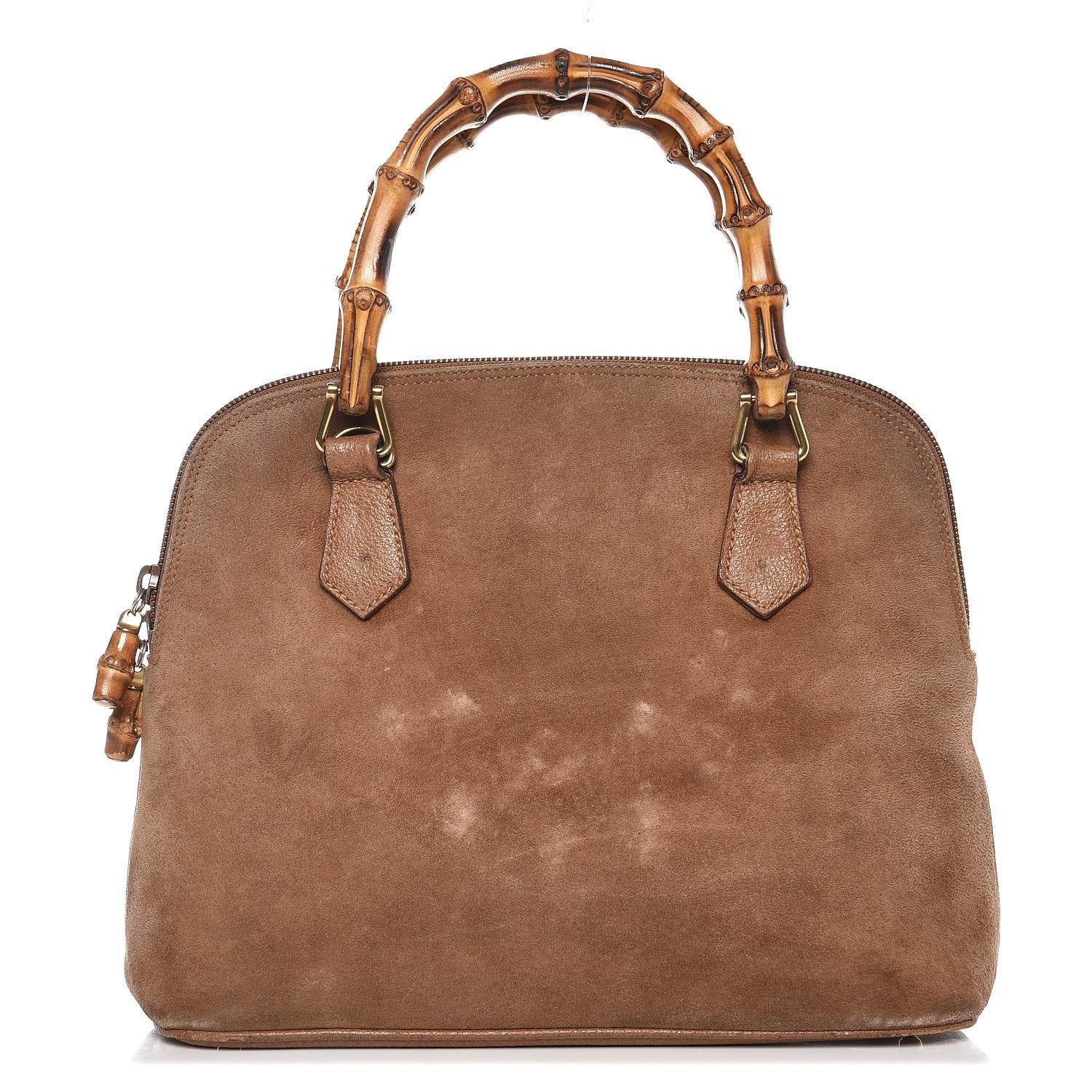 Gucci Suede Bamboo Top Handle Tote Tan 1 of 14