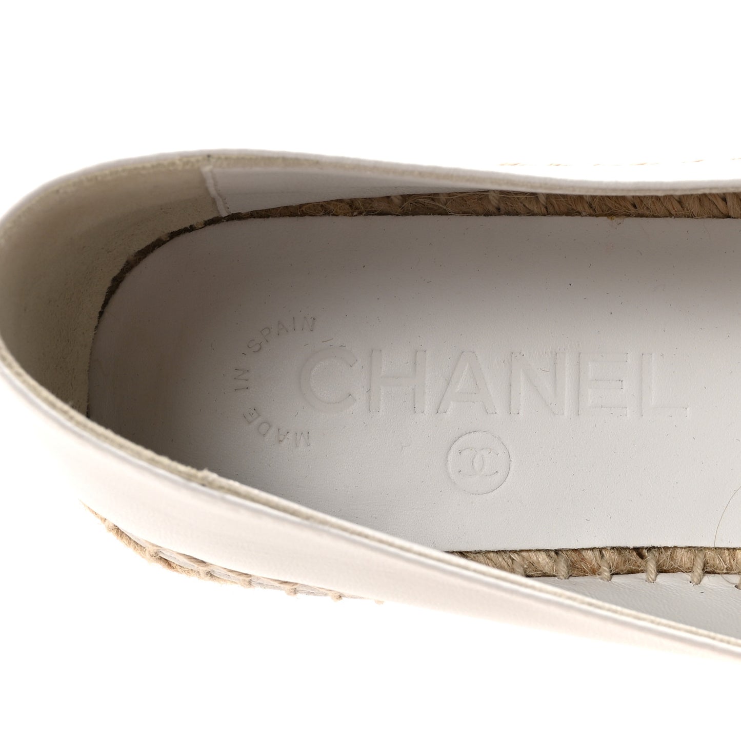 Lambskin Quilted CC Espadrilles 37 White Beige