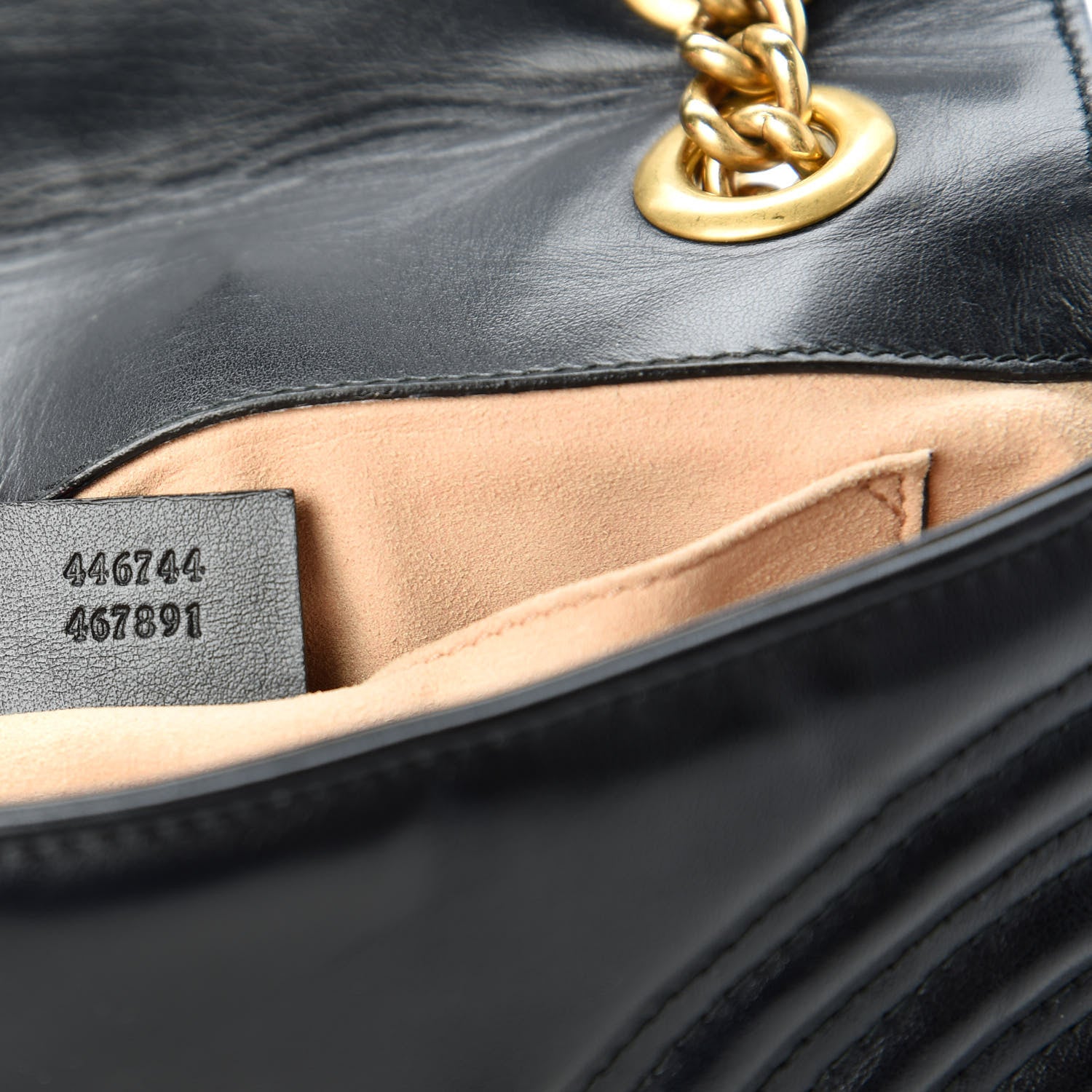 Gucci Calfskin Matelasse Mini GG Marmont Shoulder Bag Black 9 of 11