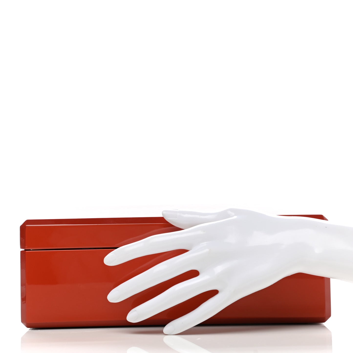 Lacquered Wood Facettes H en Dedale Jewelry Box Orange Sanguine