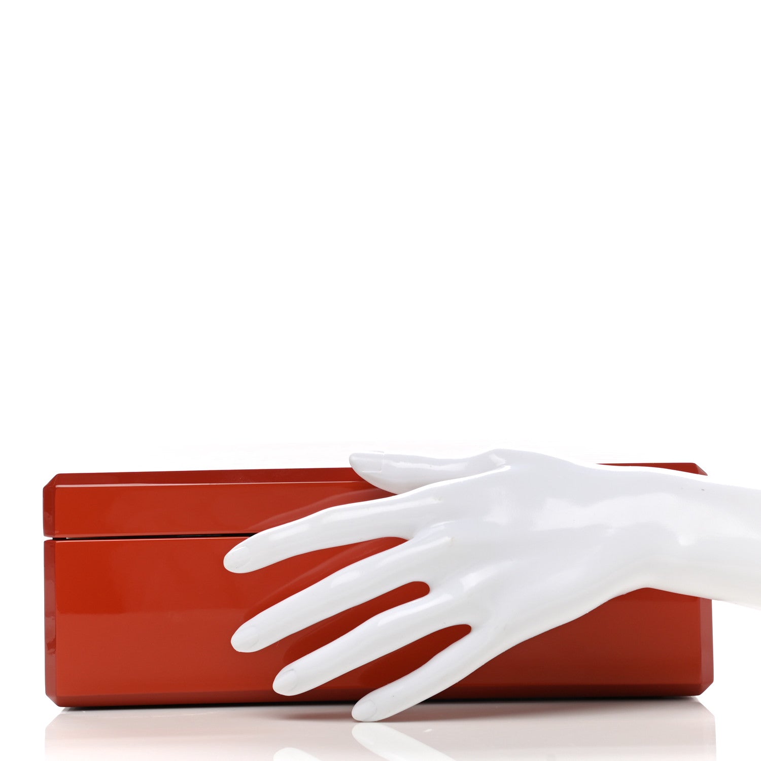 Hermes Lacquered Wood Facettes H en Dedale Jewelry Box Orange Sanguine 2 of 11
