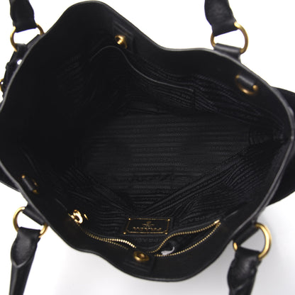 Prada Vitello Daino Side Pocket Tote Black 5 of 10