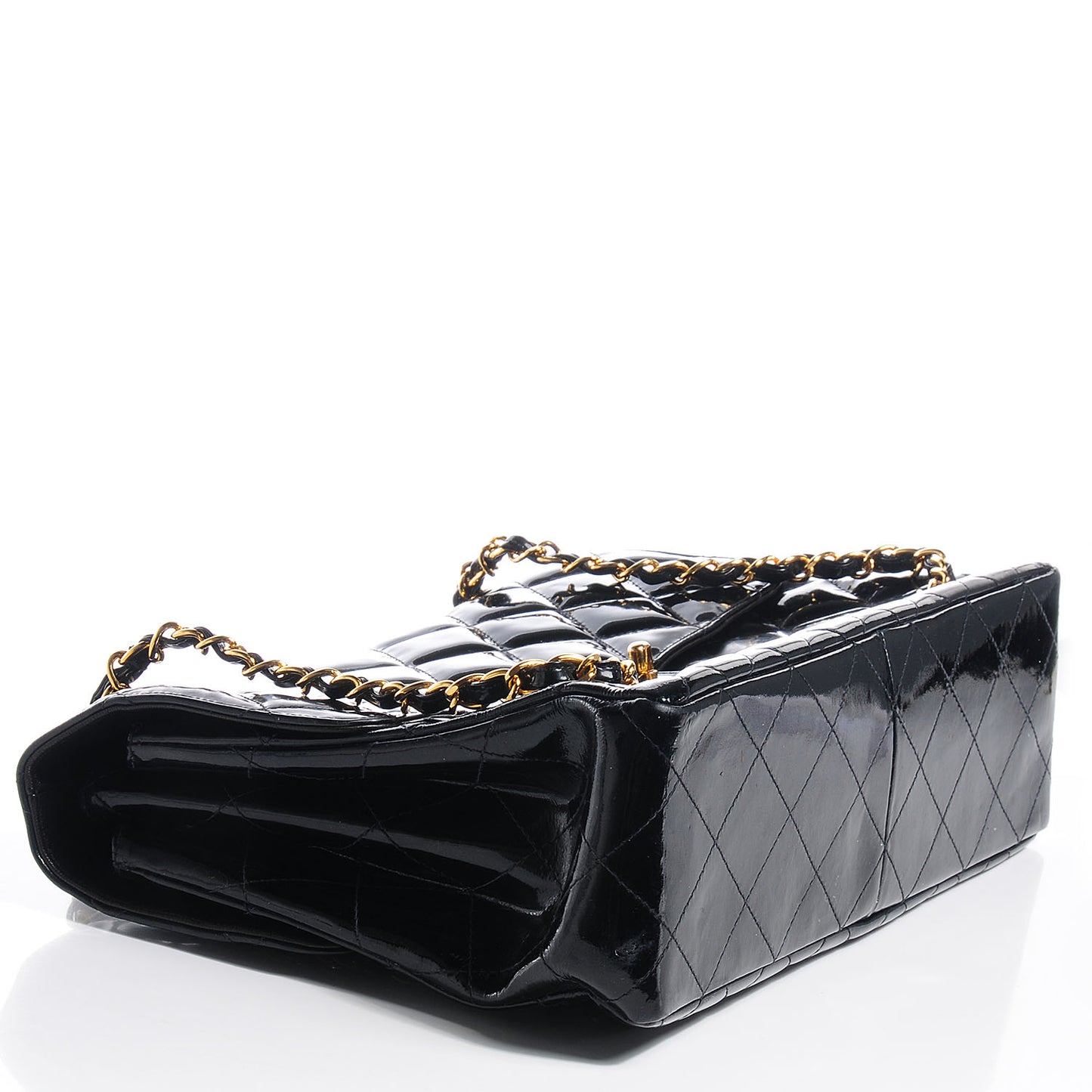 Patent Quilted Jumbo Double Sided Flap Black