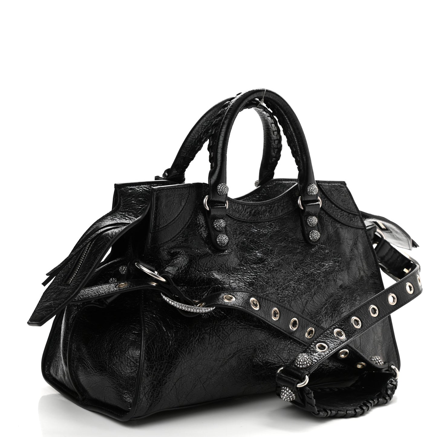 Agneau Arena Crystal Neo Cagole City Handbag Black