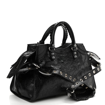 Balenciaga Agneau Arena Crystal Neo Cagole City Handbag Black 3 of 10