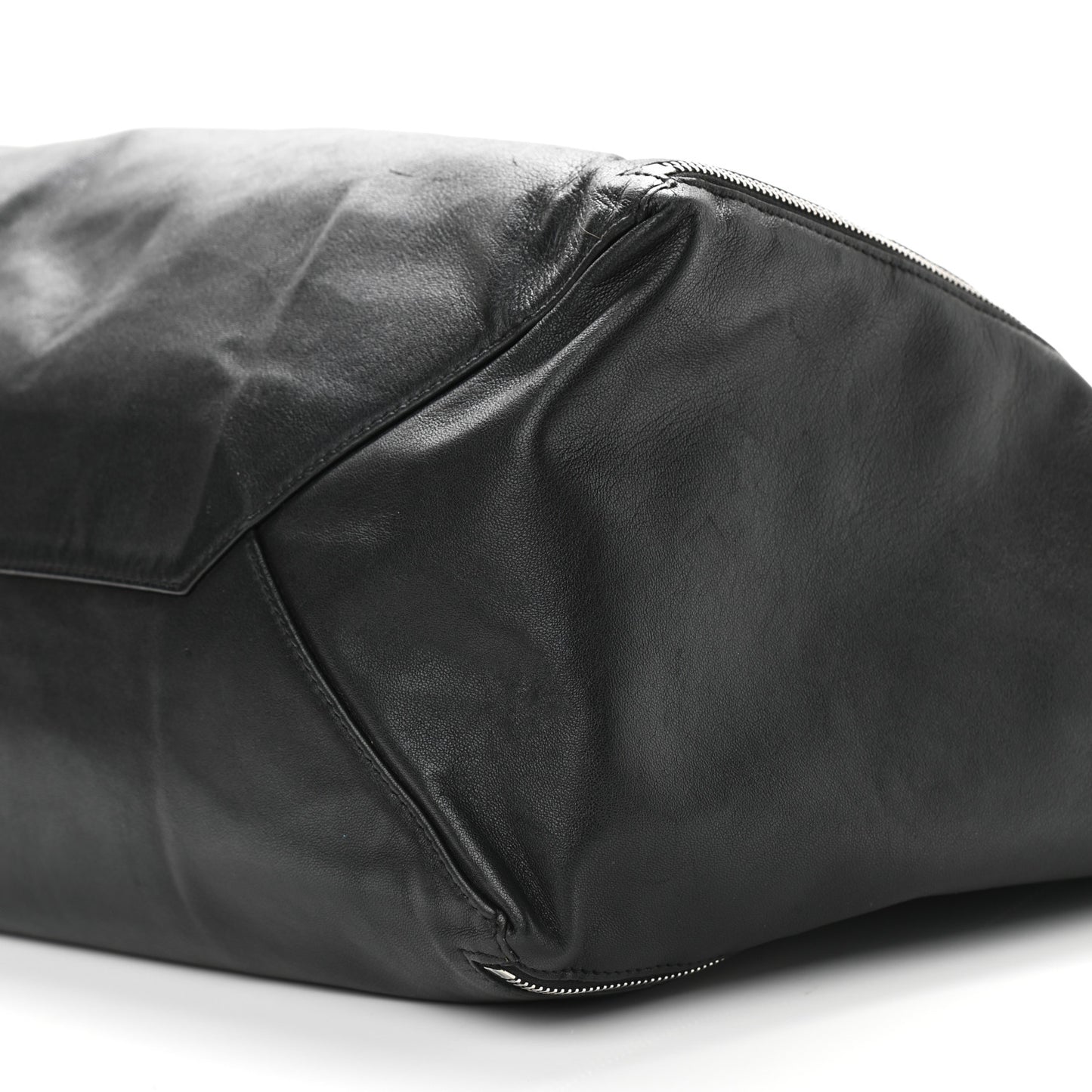 Smooth Lambskin Horizontal Zipper Gusset Cabas Black